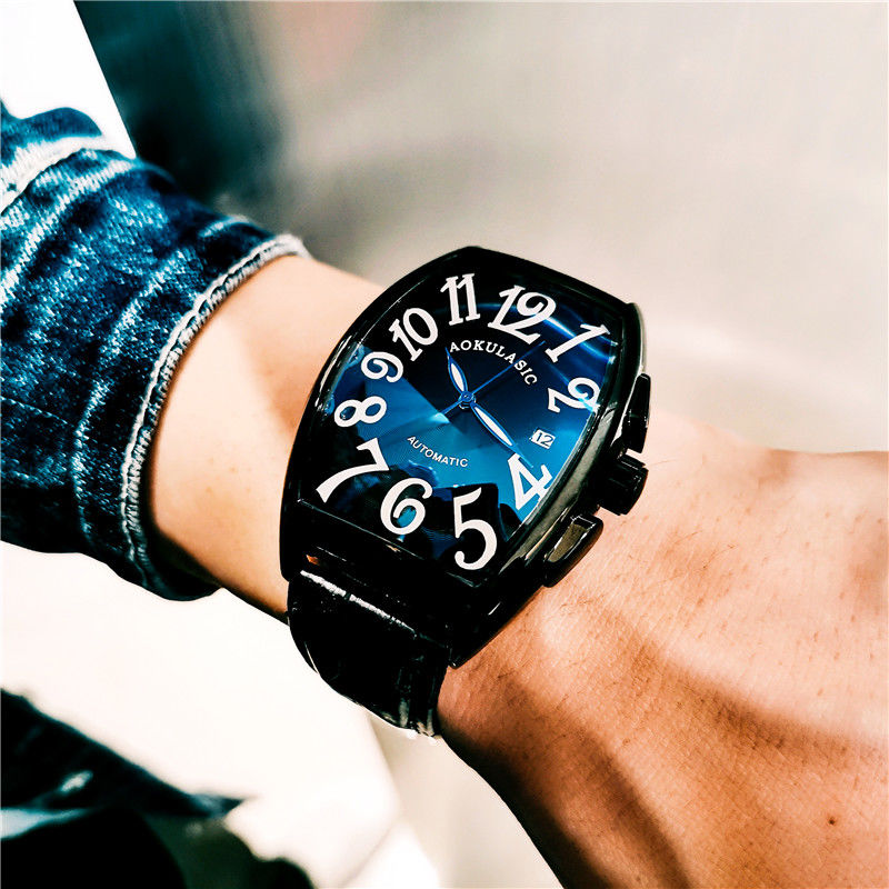 Luxury Watch Cartier - Luxurious Men's Mechanical Watch, Barrel-Shaped Skeleton