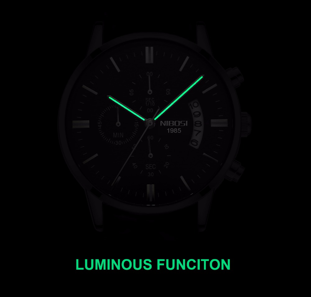 NIBOSI Stainless Steel Black Q - Zen Luxury Watch 评论和价格