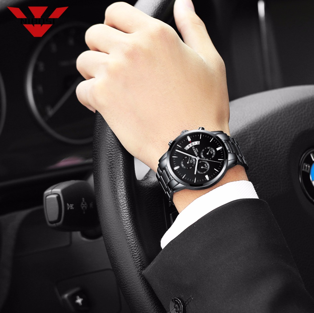 NIBOSI Stainless Steel Black Q - Zen Luxury Watch 评论和价格