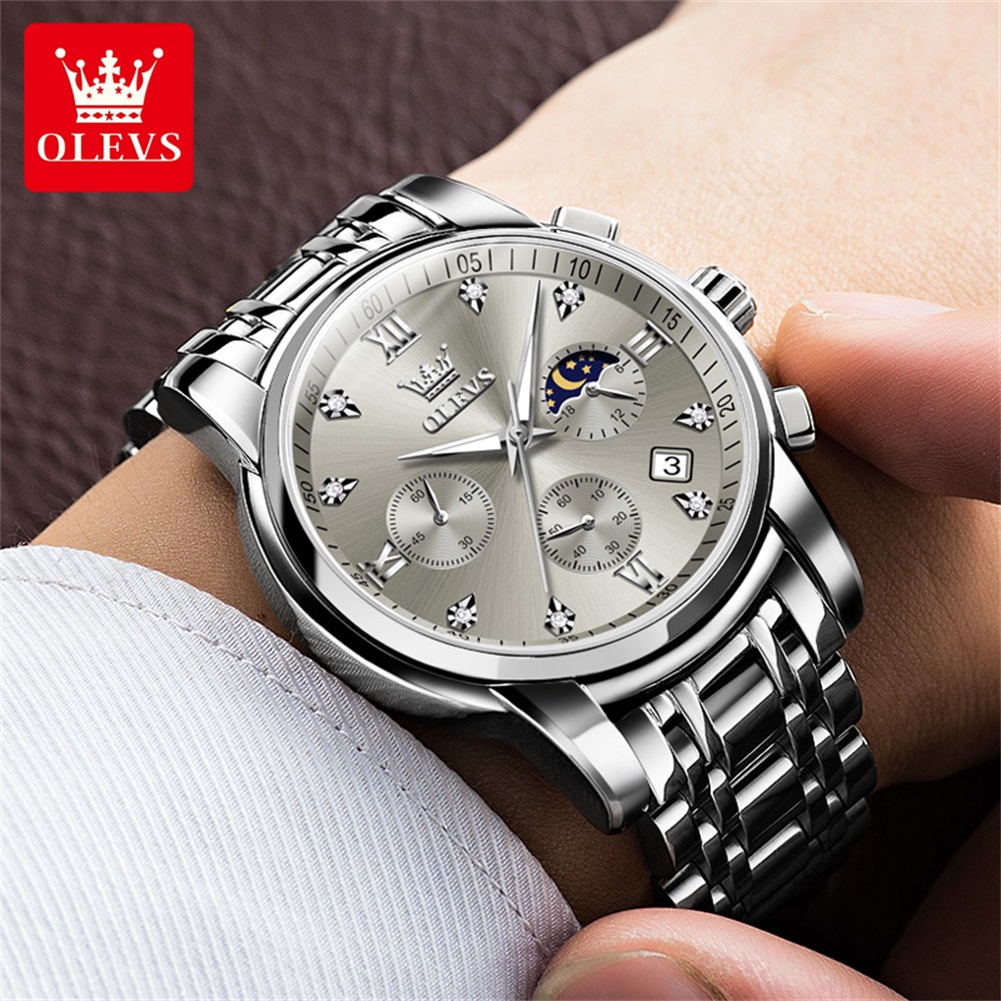 OLEVS 2858 Quartz Watch for Me - Luxury Watch Moon Phase 评论和价格