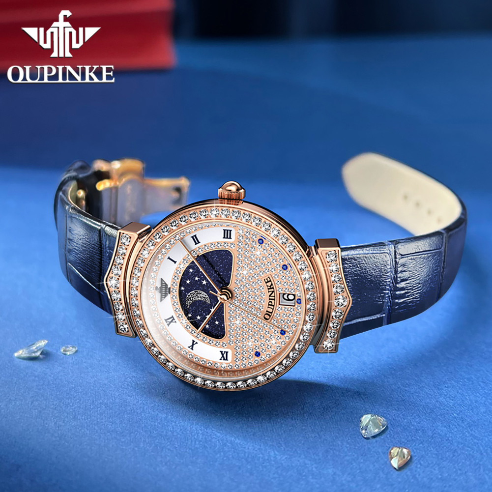 OUPINKE 3216 Woman Watch Water - Luxury Watch Moon Phase 评论和价格