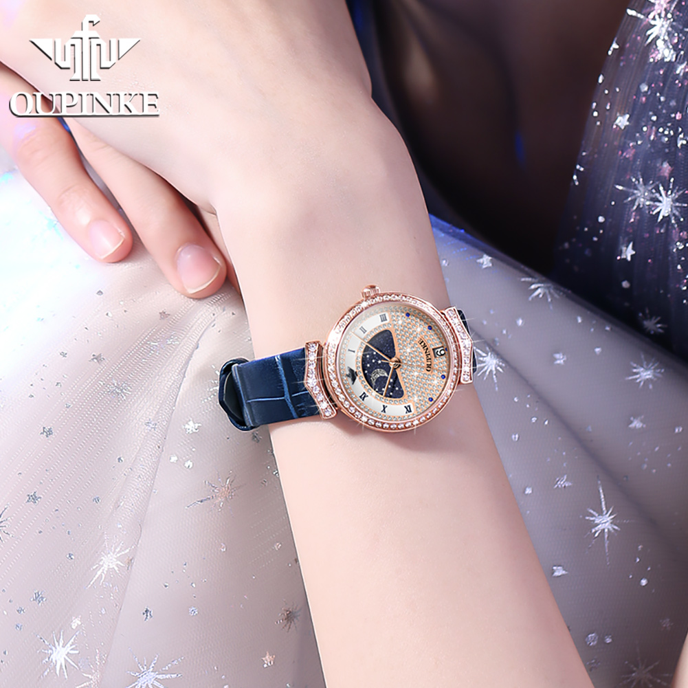 OUPINKE 3216 Woman Watch Water - Luxury Watch Moon Phase 评论和价格