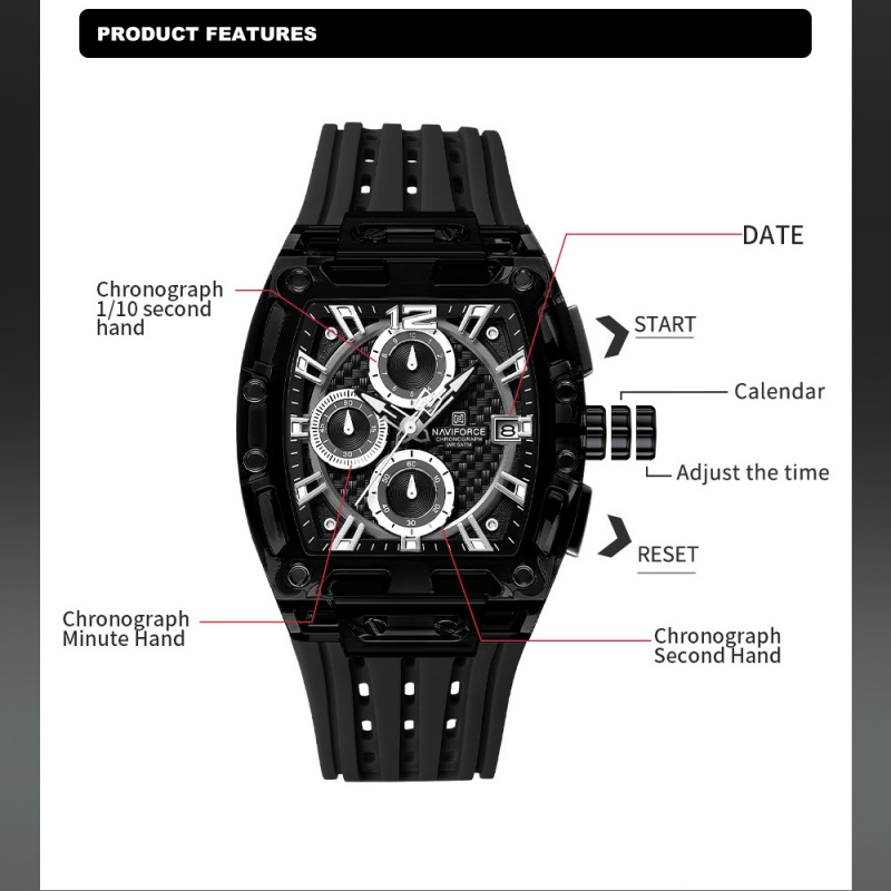 NAVIFORCE Man's Watch 5ATM Wat - Luxury Watch Straps 评论和价格