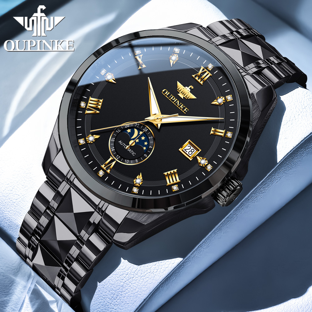 OUPINKE 3265 man watch moon ph - Luxury Watch Leather 评论和价格