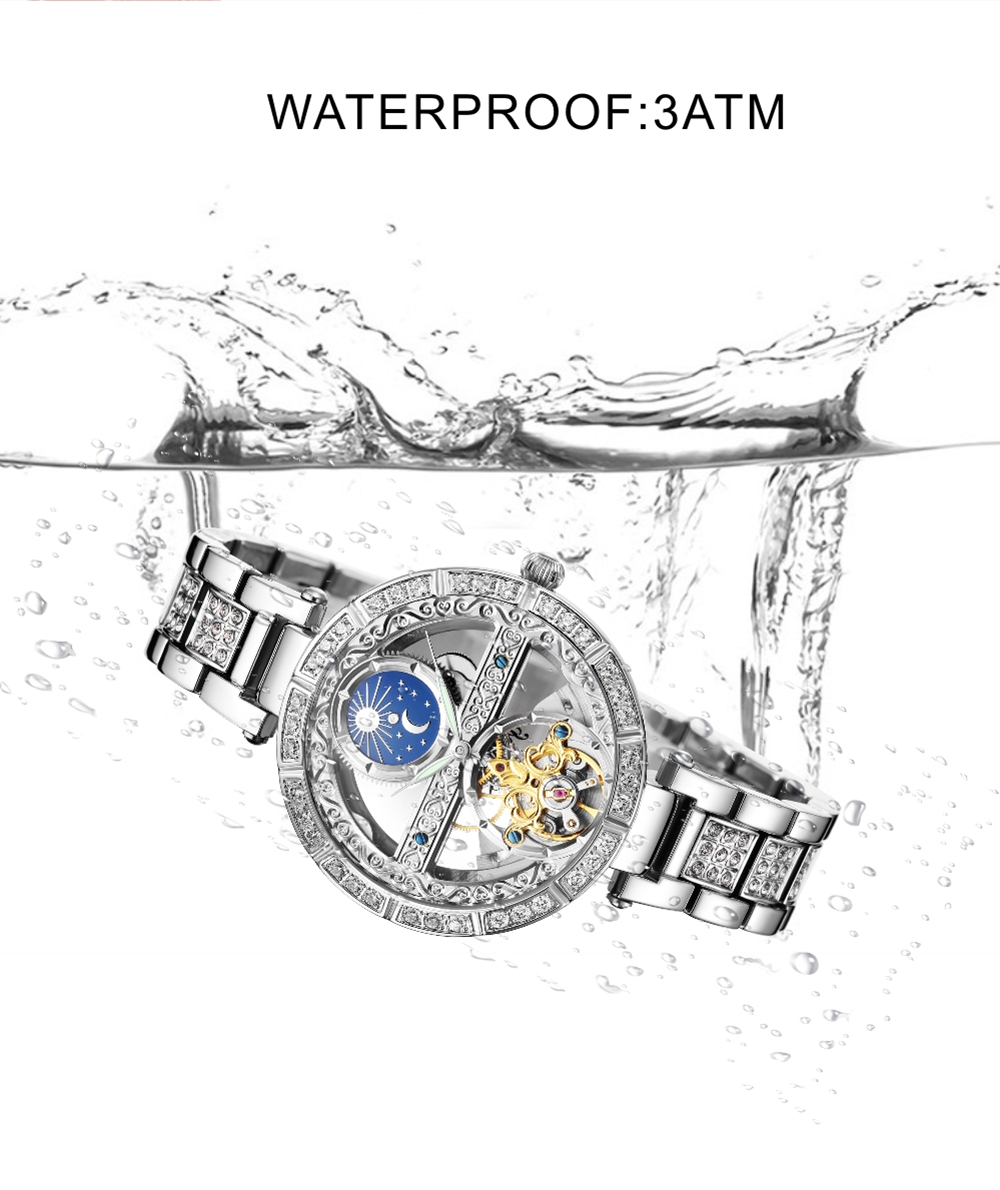 Luxury Women's Waterproof Skel - Luxury Watch Moon Phase 评论和价格