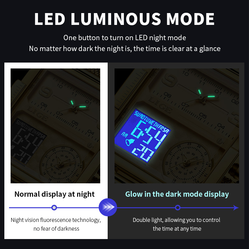 LIGE 2026 Fashion Dual Display - Luxury Watch Moon Phase 评论和价格