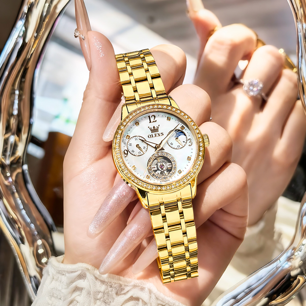 OLEVS 6750 Automatic Woman Wat - Luxury Watch Moon Phase 评论和价格