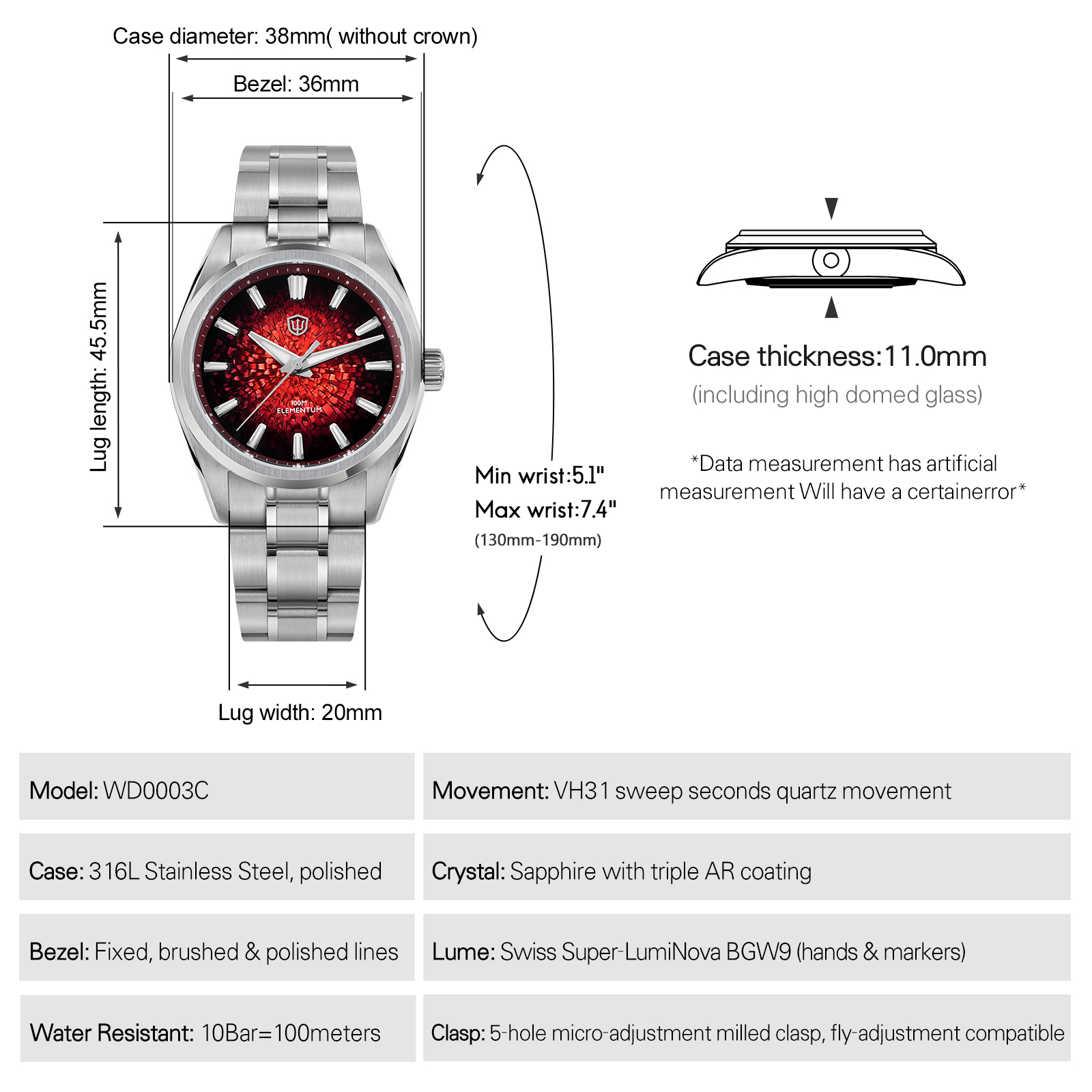 Watchdives New WD0003C Quartz  - Luxury Watch Iceberg 评论和价格