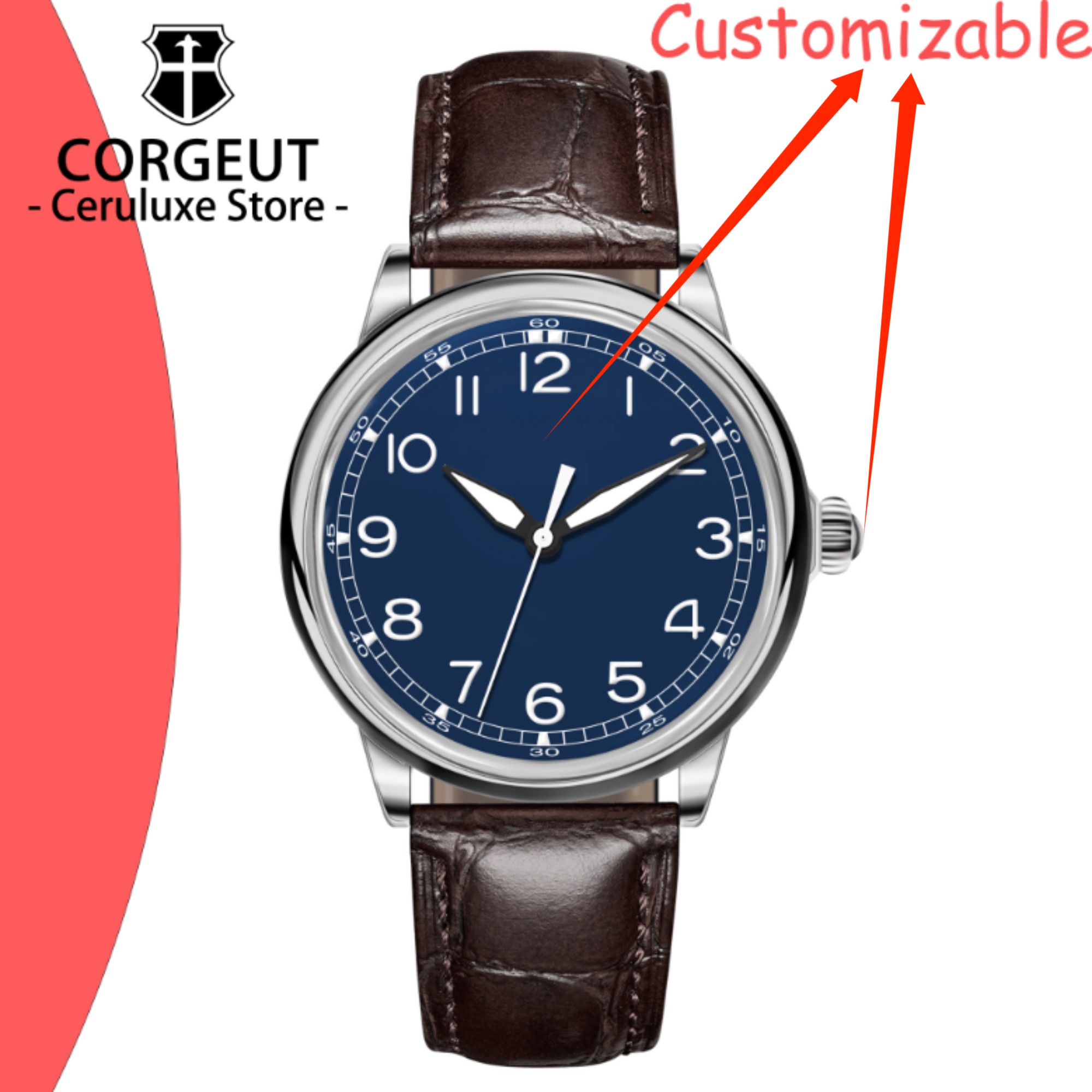 CUSTOM Logo 41mm MIYOTA8215 Au - Luxury Watch Leather 评论和价格