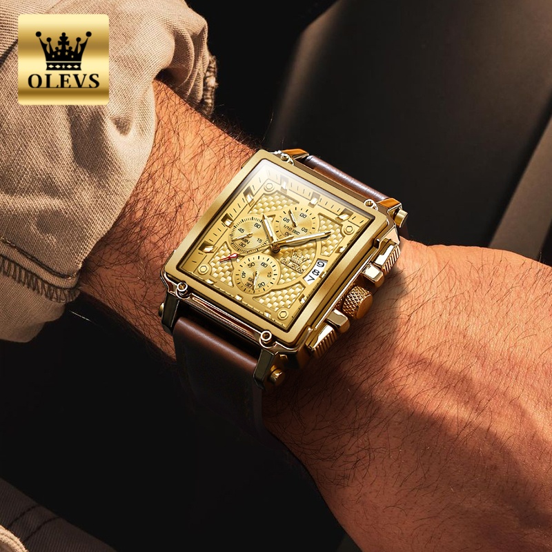 OLEVS Brand Mens Watches Water - Luxury Watch Leather 评论和价格