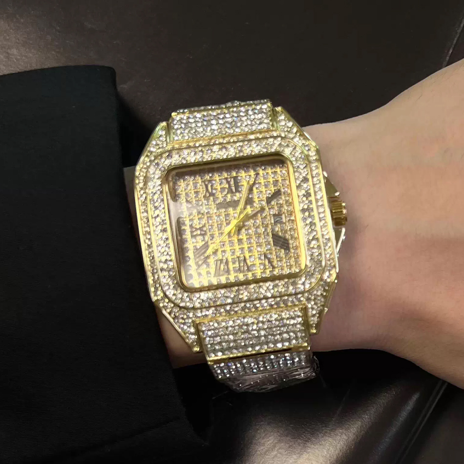 Gold or Black Watch Ice Out Sq - Luxury Watch Iceberg 评论和价格